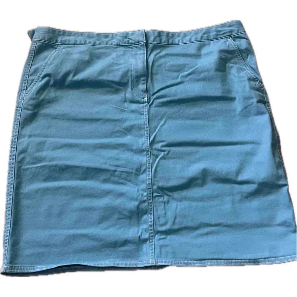 Lands End Turquoise Denim Mini Skirt Women’s Size 18